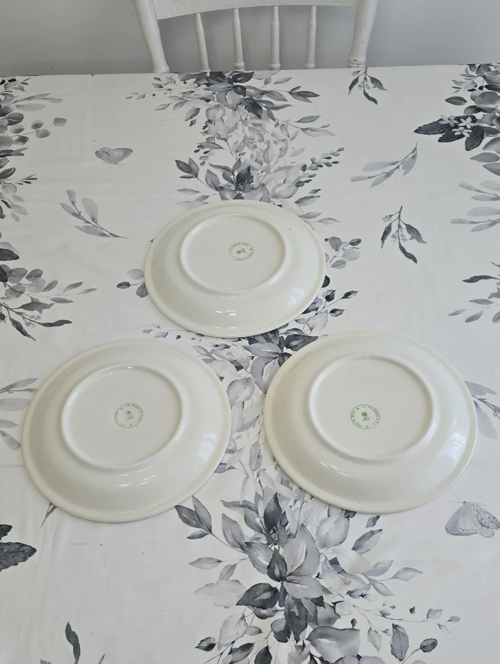 La Primula S.R.L. Set Of 3 Ceramic Dinner Plates Green Red Trim Made In Italy